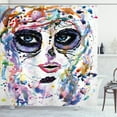 thumbnail image 1 of Ambesonne Sugar Skull Shower Curtain, Creepy Makeup Girl, 69"Wx70"L, Multicolor, 1 of 3