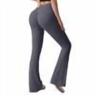 ASDFVBKG Black Yoga Pants for Women Flared Leggings Bootcut High-Waisted Crossover Yoga Pants Tall & Long Bell Bottom Pants Gray S