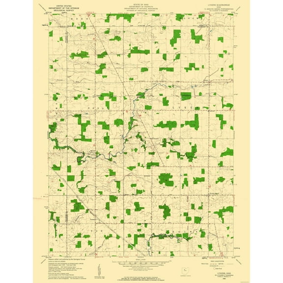 Topographical Map - Lykens Ohio Quad - USGS 1960 - Vintage Wall Art