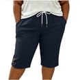 thumbnail image 4 of Hvogkswy Plus Size Capris for Women Solid Color Drawstring Casual Linen Capri Pants Outdoor Sport Hiking Capris Pants with Pockets, 4 of 7