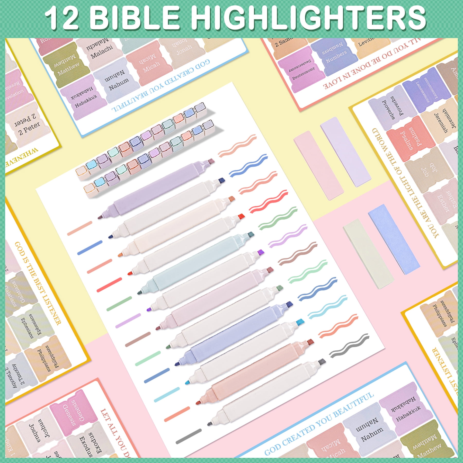Bible Study Supplies for Women Men Journaling Kit with Carrying Cover Case Bag Tabs Highlighters Christian Catholic Spiritual Gifts Accessories Bulk with Tags Stickers Bracelets Bookmark Sticky Notes