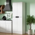 thumbnail image 4 of 71" Tall Pantry Cabinet with 4 Doors, Freestanding Larder & Kitchen Hutch Cabinet with Adjustable Shelves for Dining Room, White, 4 of 9
