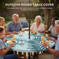 thumbnail image 3 of Round Outdoor Tablecloth with Umbrella Hole and Zipper, Teal Palm Leaves Tablecloth with Elastic Waterproof, Summer Botanical Tropical Leaf Patio Table Covers for 31" - 35" Picnic Pool Tables, 3 of 9