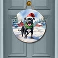 thumbnail image 2 of Hello Winter Pitbull Frosty Morning Walk Welcome Snowy Christmas Round Wood Sign Terrier Dog Lover Hanging Wall Home Decor - 02018, 2 of 5
