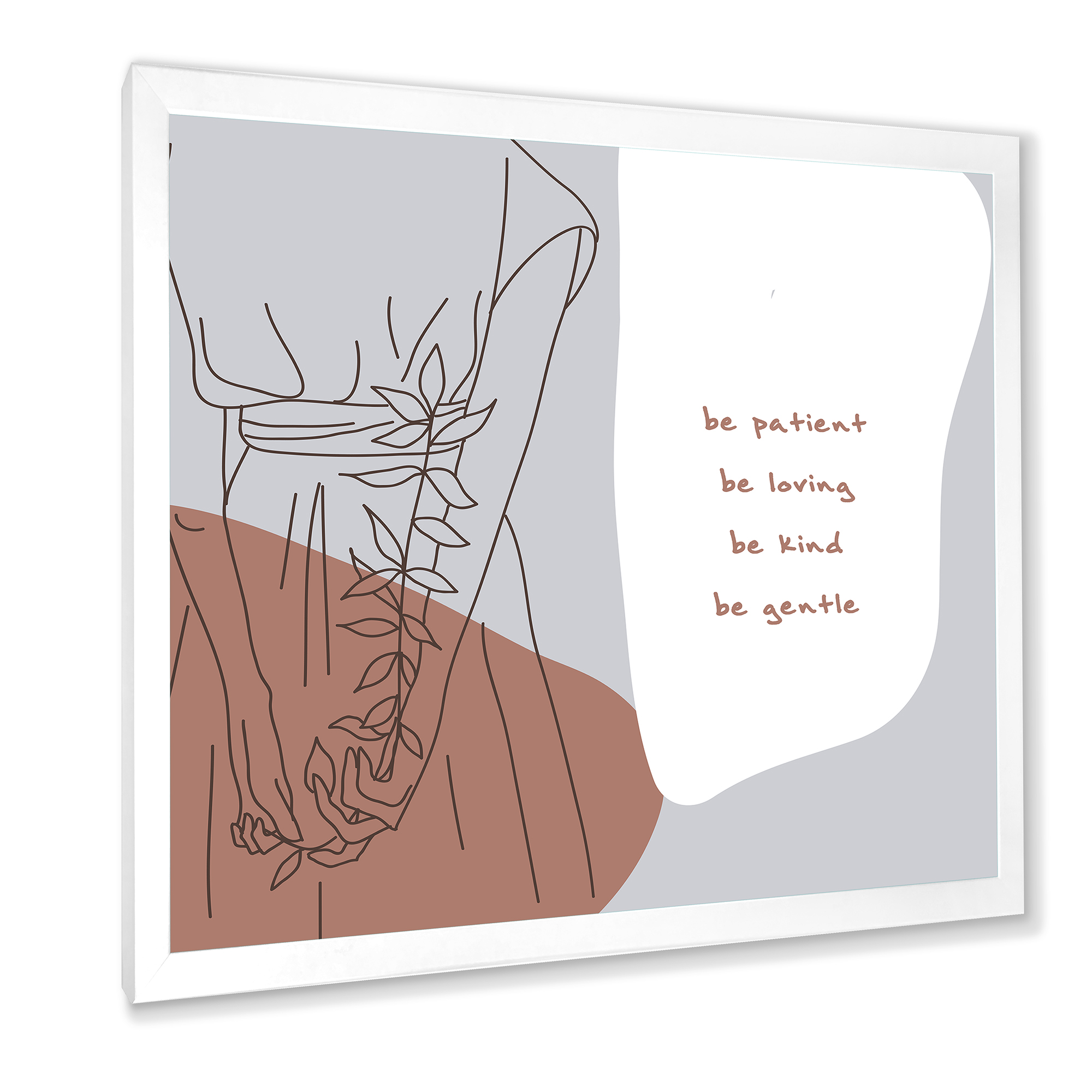 Designart 'Be Patient Be Kind Be Loving Be Patient One Line Leave' Modern Framed Art Print