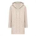 thumbnail image 4 of Long Cardigans for Women Winter Knitted Loose Hooded Long Cardigan Sweater Pocket Coat, 4 of 6