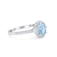 thumbnail image 2 of Oval Engagement Ring Round Simulated Aquamarine CZ 925 Sterling Silver Size 6, 2 of 3