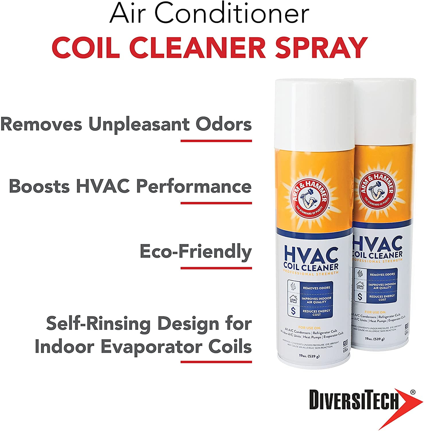 Arm & Hammer Biodegradable Aerosol Air Conditioner AC Coil Cleaner Spray, 19 Fluid Ounces