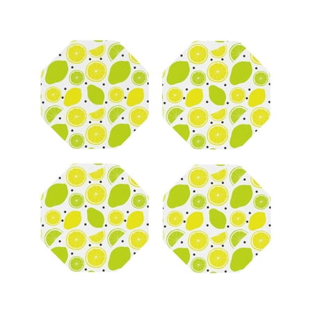 

Leather Coasters with Heat-resistant for Drinks yellow green Lemon -标题2 Octagon