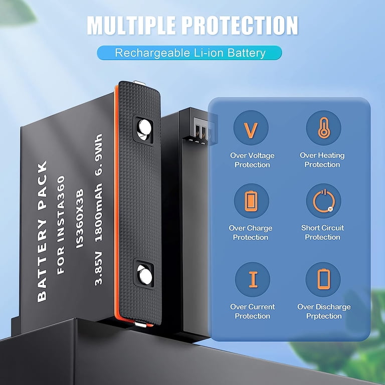2 Pack Batteries 1800mAh Fit for insta360 X3 Camera - Walmart.com