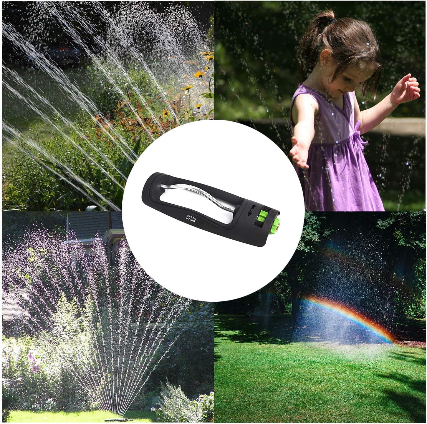 Garden 15 clog-resistant nozzles, Indestructible Metal Base Oscillating Sprinkler with Adjustable Spray, 3200-Square Foot Coverage