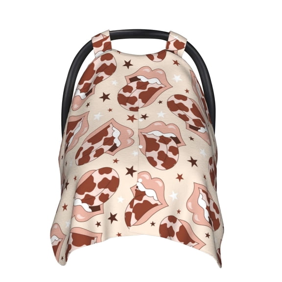 Car Seat Cover Baby - cowgirl lips cow spots print Breathable Infant Car Seat Cover for Baby Carseat, Lightweight Comfort Baby Essentials Must Haves Newborn Stuff for Girl Boy