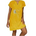 thumbnail image 1 of Robes d'Été Sexy pour Femmes, Robe Décontractée à Manches Courtes, Col en V, Imprimée, avec Poches, 1 of 5