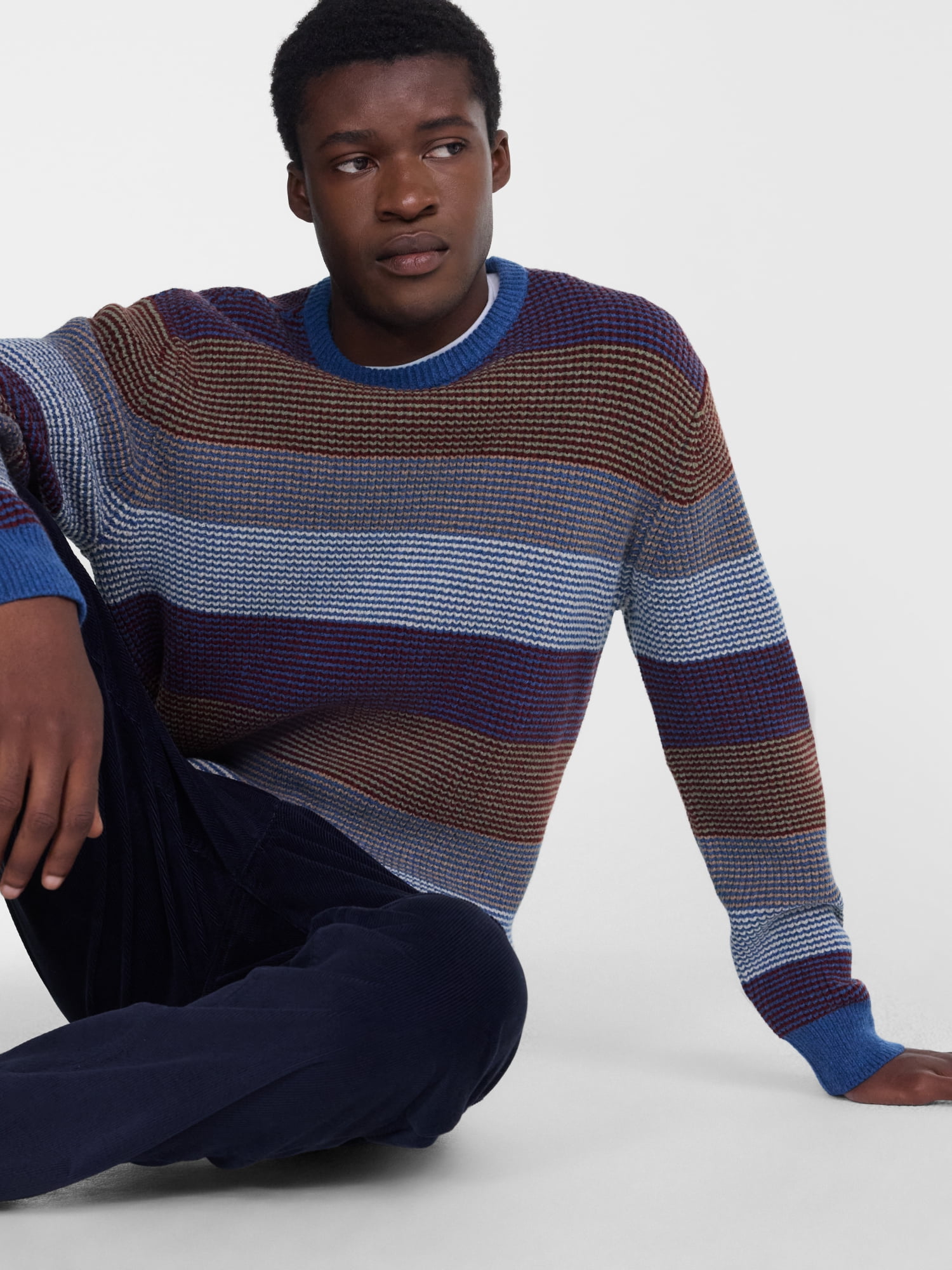 George Men's Novelty Stripe Crewneck Sweater with Long Sleeves, Midweight, Sizes S-3XL