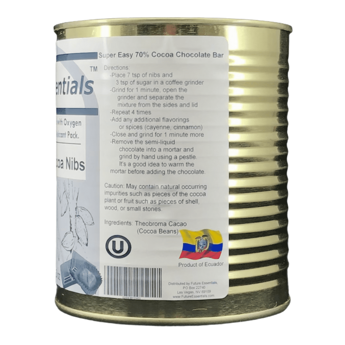 12 Cans Pack - Future Essentials Canned Roasted Cocoa Nibs Emergency Survival Emergency Food Supply, Freeze-Dried Survival-Food Disaster Kit, Camping Food, Shelf Life 10 Years #2.5 / 13oz/Can