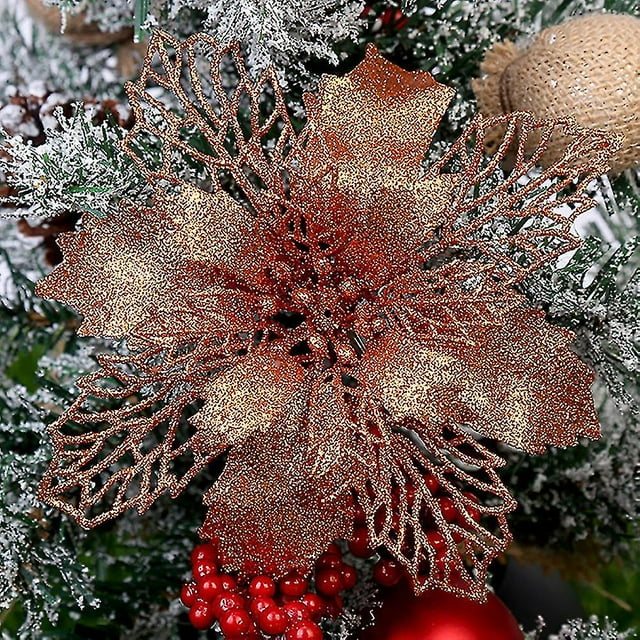 Adorno de fiesta JanHm flor de Pascua purpurina decoración colgante árbol de Navidad