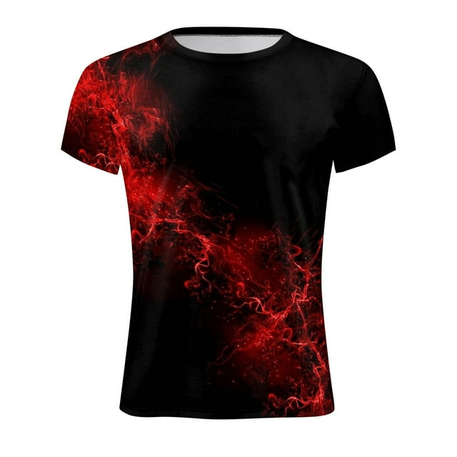 YDLCAFD Mens Digital 3D Printing Round Neck Short Sleeved Pullover T Shirt Short Sleeved Top Features: