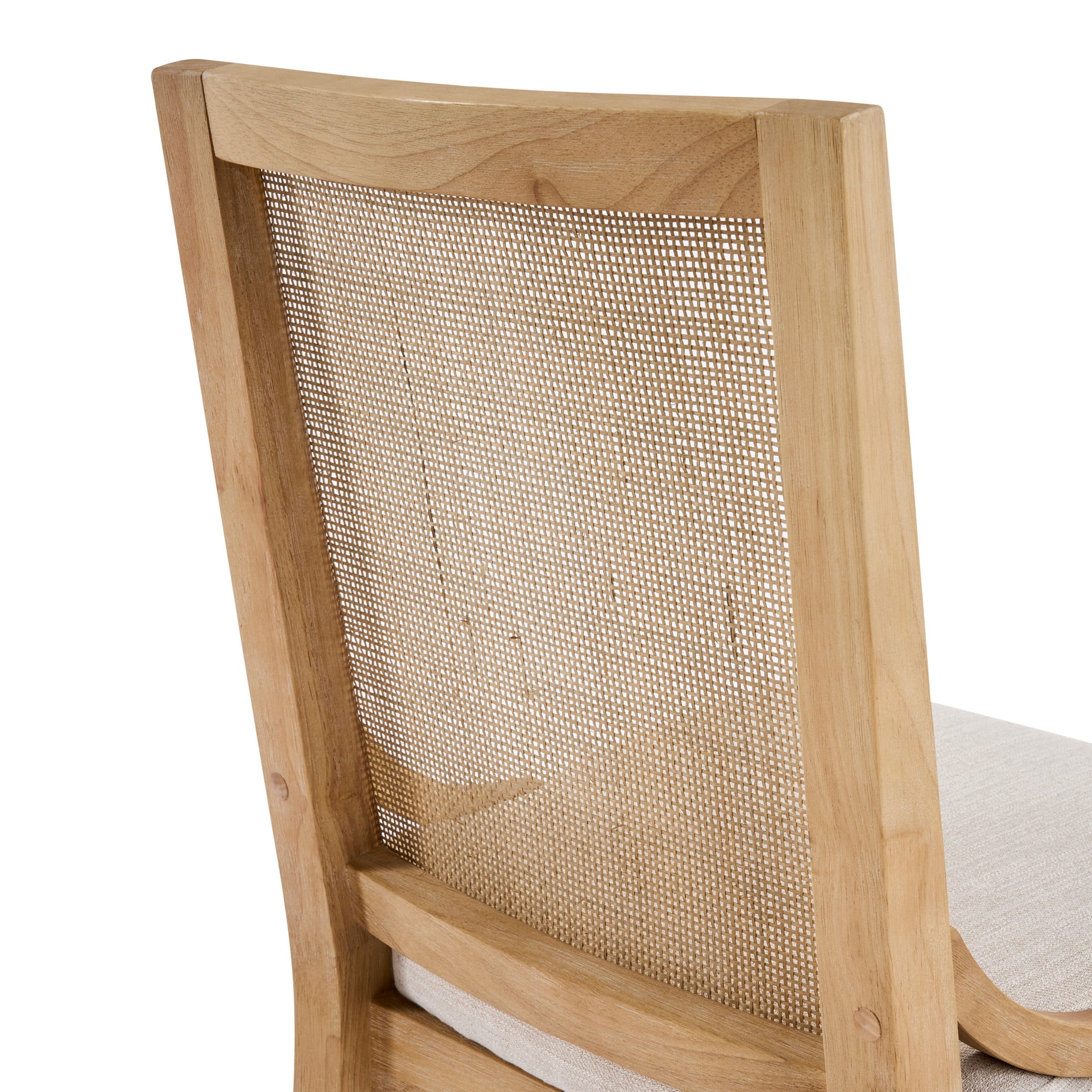 Christopher Knight Home Upholstered Dining Chair Set of 4 with Cane Back, Rubberwood Legs, Natural
