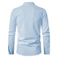 thumbnail image 4 of Dagegui Men's Linen Long Sleeve Shirts Vintage V-Neck Lace Up Shirt Solid Color Holiday Party Tee Casual Pullover Tops Light Blue S, 4 of 6