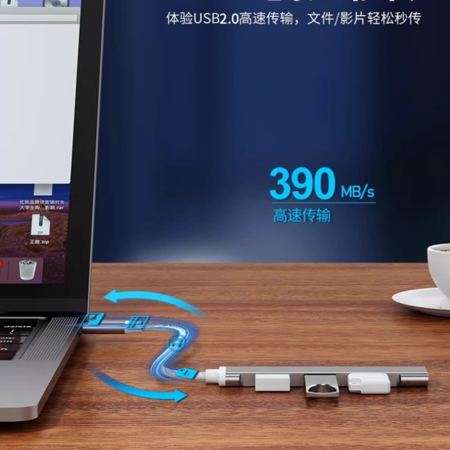 4-in-1 USB C Hub Adapter for MacBook, Type-C To USB Converter Compatible with MacBook Air/Pro