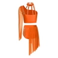thumbnail image 4 of Runhomal Women's Two Pieces Lyrical Rhinestones Crop Top with Shorts Modern Dance Wear Orange XXL, 4 of 5
