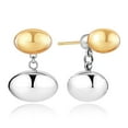 thumbnail image 5 of HUGE SWAN Gold Silver Double Bean Drop Earrings for Women Front and Back with S925 Silver Pin, 5 of 11