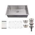 thumbnail image 1 of 32 Inch Kitchen Sink for Single Bowl,Undermount Kitchen Sink Stainless Steel Sink 16 Gauge Kitchen Sinks with Accessories, Easy Drain and Low Noise 32" x19" x10" (Brushed Nickel), 1 of 8