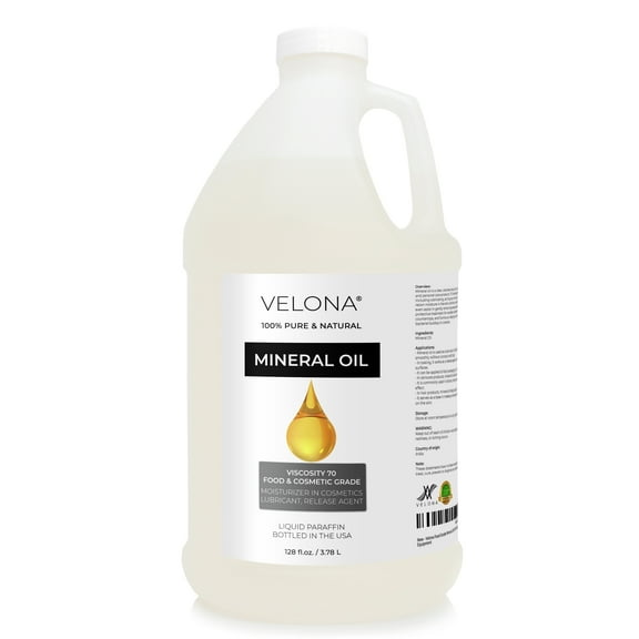 Velona Food Grade Mineral Oil 70 Viscosity NF USP Grade - 1 Gallon / 128 Fl Oz | for Cutting Boards, Countertops and Stainless Steel, Knife, Tool, Machine, and Equipment