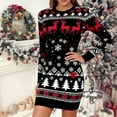 thumbnail image 2 of Fiaer Christmas Sweater Dress for Women Plus Size Trendy Xmas Knitted Slim Fit Cute Funny Graphic Long Sleeve Xmas Tops Black L, 2 of 4