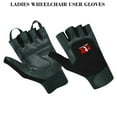 thumbnail image 5 of Women Ladies Wheelchair User Gloves Mobility Disability Fingerless Long Thumb Leather Palm Wheelchair Gloves All Black-S, 5 of 5