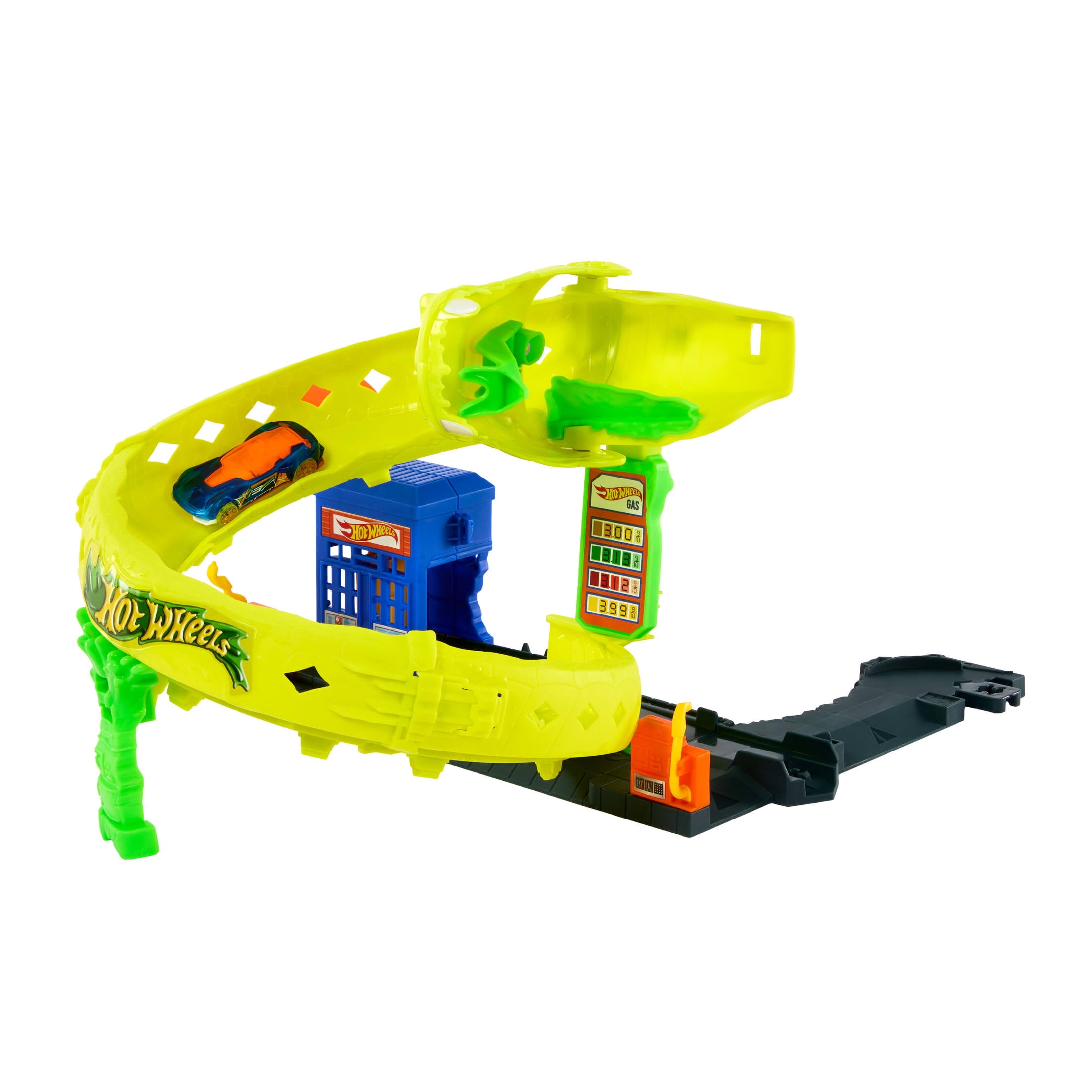 Hot Wheels Snake Spiral Attack Playset with 1:64 Scale Die-Cast Toy Car & Speed Snap Track