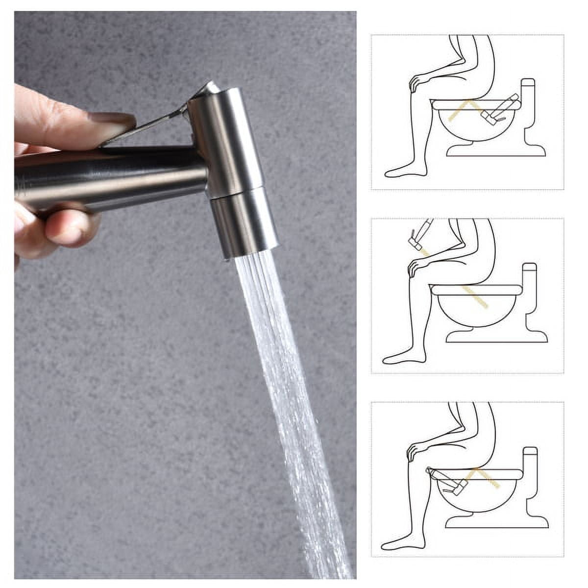 Handheld Bidet Sprayer for Toilet, Multi-Purpose Cloth Diaper Sprayer Kit with 2 Mount Options, DIY Install, Jet & Soft Spray Modes