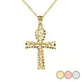 thumbnail image 1 of SPARKLE CUT FILIGREE ANKH CROSS PENDANT NECKLACE IN GOLD (YELLOW/ROSE/WHITE) :  14K  Pendant only, 1 of 1