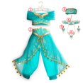 thumbnail image 1 of Disney Jasmine Dress Aladdin Princess Magic Lamp Girls Birthday Party Cosplay Costume Top+Pant+Headband Carnival Clothes Vestido11-12T(Size160) Gao Jinjia LED, 1 of 2