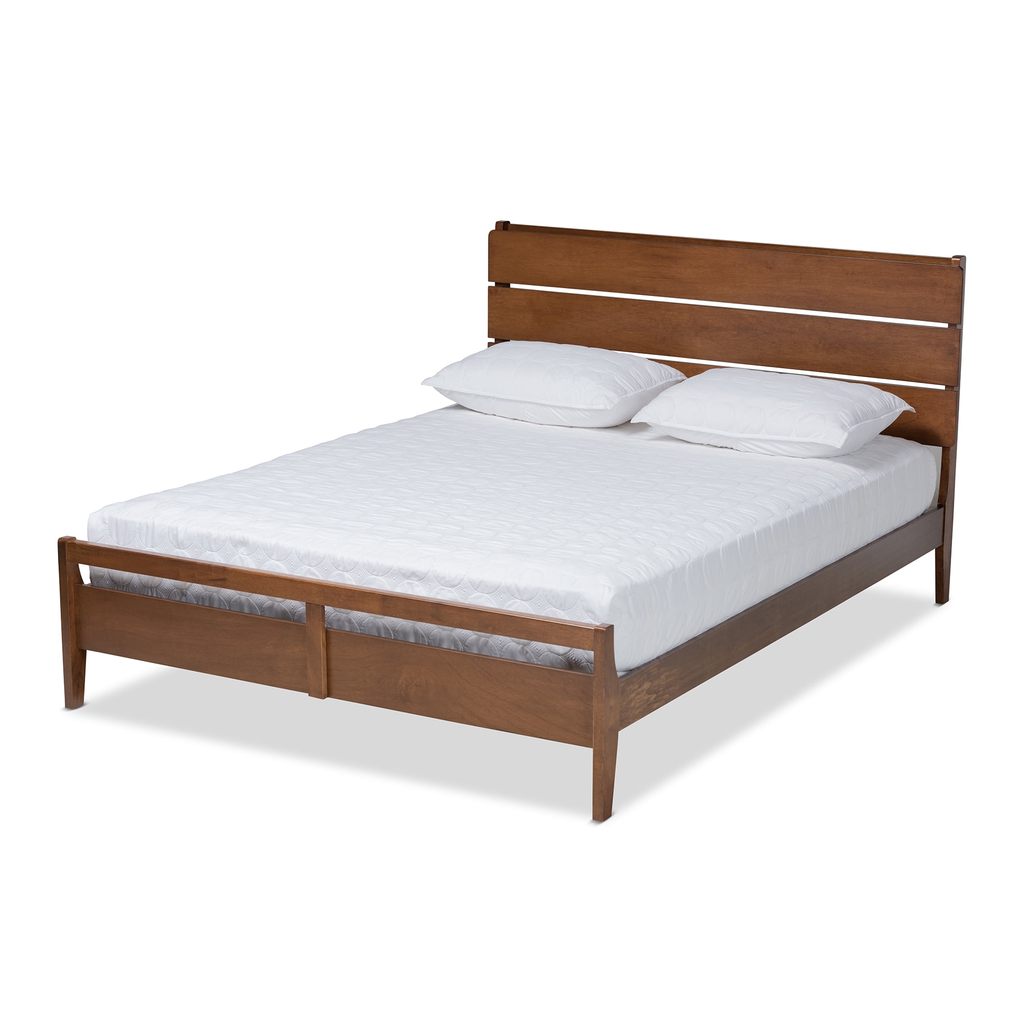 Baxton Studio Avena MidCentury Modern Walnut Finished Wood Queen Size Platform bed