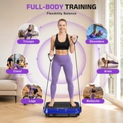 Evitormill Vibration Plate Exercise Machine Whole Body Workout Vibration Fitness Platform with Loop Bands, Blue