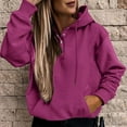 thumbnail image 7 of Daznico Sweatshirt for Women,Women Casual Solid Button-up Sweatshirt Pocket Hooded Strap Long Sleeve Loose Top with Pockets,Women's Hoodies & Sweatshirts(Size:3XL), 7 of 7