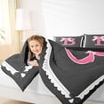 thumbnail image 3 of spefrowx Coquette B Letter Bow King Bedding, Black Pink Cartoon Ribbon King Bed in a Bag, Black Reversible, 7pcs, 3 of 6