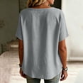 thumbnail image 5 of Stamzod Shackets for Women Casual V Neck Button Down Shirt Tops Summer Beach Short Sleeve Shacket Gray B M, 5 of 7