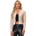 thumbnail image 1 of Chaqueta De Lentejuelas Tipo Aviador Con Cremallera En La Parte Delantera Con Purpurina Brillante Para Mujer albaricoques L, 1 of 5