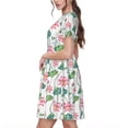 thumbnail image 2 of Balery Lotus Flower Vestidos sueltos de manga corta para mujer, vestidos de verano 2025, vestidos casuales de corte A con vuelo., 2 of 6