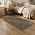thumbnail image 2 of ODIKA 5'x7' Washable Area Rug Vintage Southwestern Border Round Runway Themed Hooks Cowboy Refined Structured for Small Living Room, Bedroom, Easy Care, Non-Shedding, Pet Friendly, 2 of 7