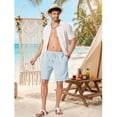 thumbnail image 3 of COOFANDY Mens Linen Shorts 9" Casual Beach Shorts Elastic Waist Summer Vacation Short, 3 of 6
