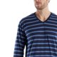 thumbnail image 4 of GÖTZBURG Pijama largo para hombre, cuello en V, rayas, puños abiertos, algodón, pijama Azul M (Medium), 4 of 4