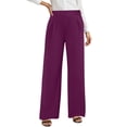 thumbnail image 3 of Wiyuqeen Women's Wide Leg Dress Pants High Waisted Stretch Work Pants Office Business Casual Slacks with Pocket Ladies Dress Trousers Purple M, 3 of 7