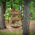 thumbnail image 4 of Luxcidy 3PCS Bird Trays Tree Mounted Bird Bath Bowl with Heavy Duty Sturdy Steel, Deep Dark Brown Bird Bath Tray Installed on Wall Tree Fence Wall Tree Deck Stakes, 4 of 8