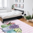 thumbnail image 5 of Area Rugs Indoor Non-Slip Rectangle Rug 5x8 Ft Farmhouse Flower Floral Lavender Vase Pink Plaid Rug Rubber Backing Floor Mats Non Shedding Home Decor Carpet for Entryway Living Room, 5 of 8