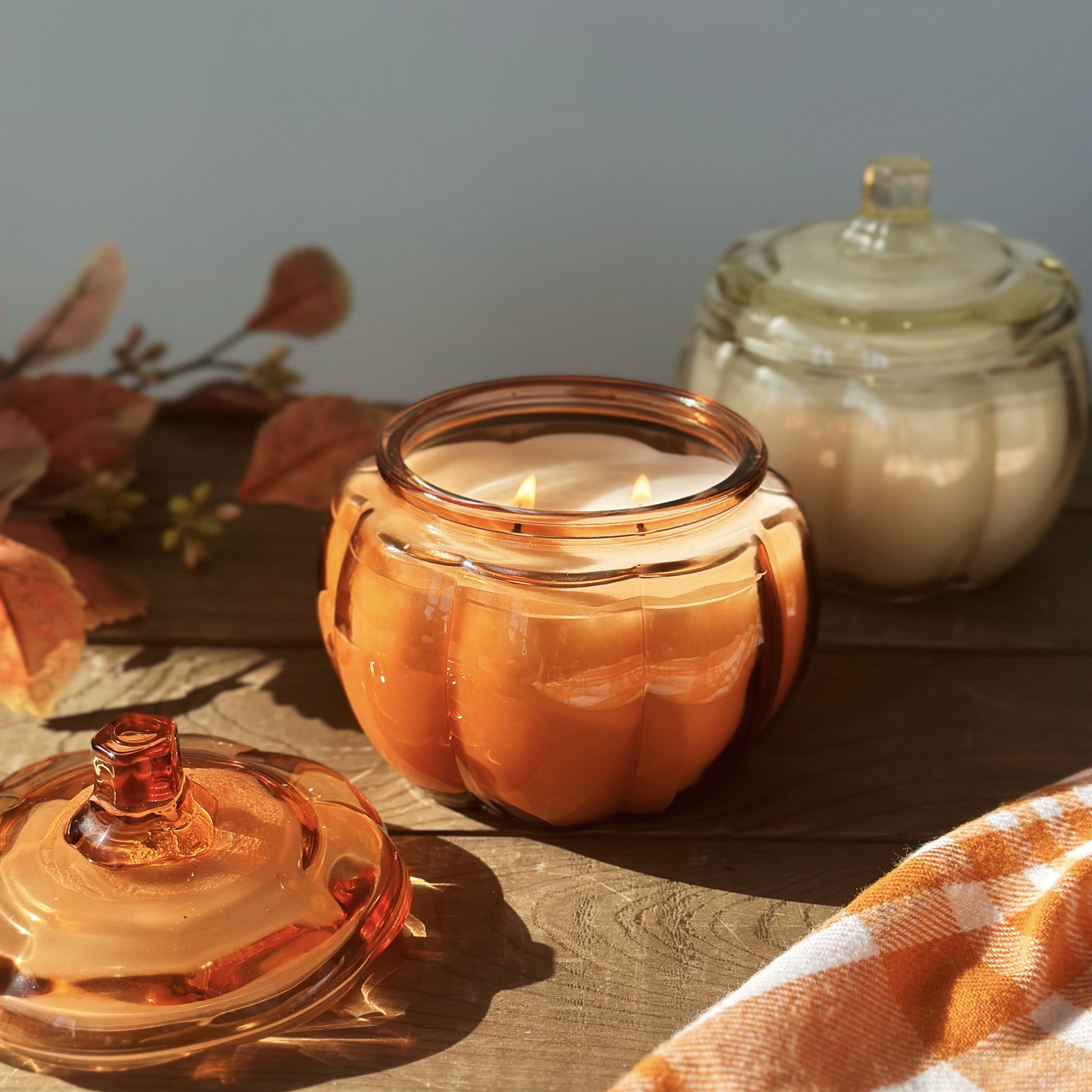 (2 pack) Better Homes & Gardens Pumpkin Snickerdoodle Swirl Scented 2-Wick Pumpkin Jar Candle 13.8oz