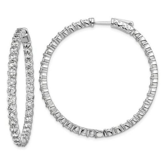 Primal Silver Sterling Silver Rhodium-plated Cubic Zirconia In and Out Hinged Hoop Earrings