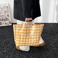 thumbnail image 5 of NexTorq Gingham Plaid PVC Tote Bag for Women, Letters Print Handbag Waterproof Plastic Hobo Handbag Summer Tote for Beach, Pool & Ideal Gift, Yellow, 5 of 7